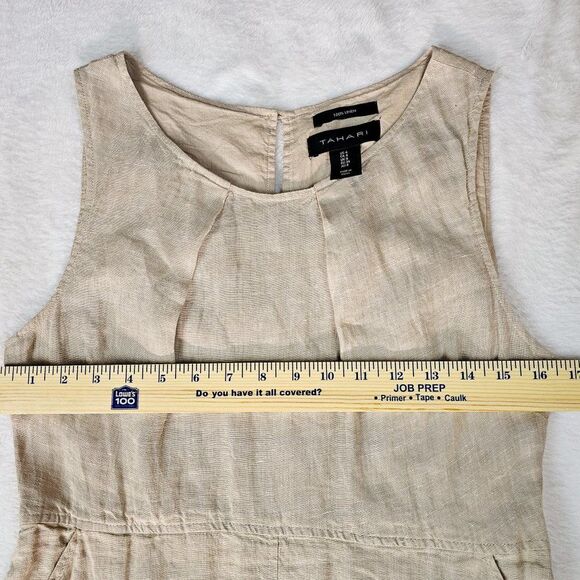 NWOT Tahari 100% Linen Sleeveless Belted Dress with Pockets Size 4 - Picture 13 of 16